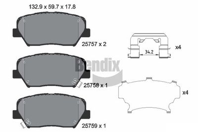 BPD1524 BENDIX Braking Комплект тормозных колодок, дисковый тормоз