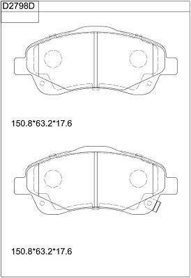 KD2798D ASIMCO Комплект тормозных колодок, дисковый тормоз