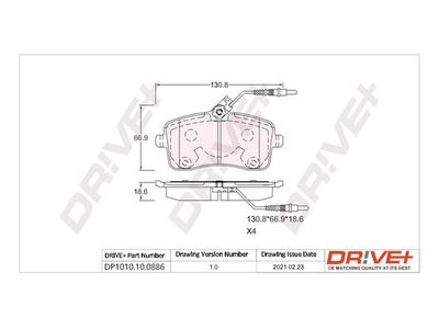 DP1010100886 Dr!ve+ Комплект тормозных колодок, дисковый тормоз