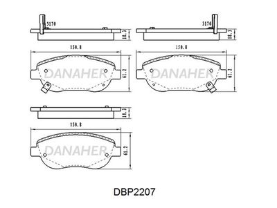 DBP2207 DANAHER Комплект тормозных колодок, дисковый тормоз