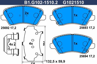 B1G10215102 GALFER Комплект тормозных колодок, дисковый тормоз