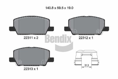BPD2452 BENDIX Braking Комплект тормозных колодок, дисковый тормоз