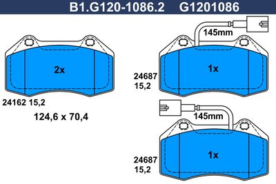 B1G12010862 GALFER Комплект тормозных колодок, дисковый тормоз