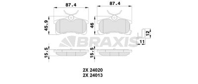 AB0237 BRAXIS Комплект тормозных колодок, дисковый тормоз