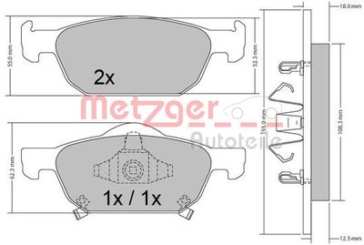 1170594 METZGER Комплект тормозных колодок, дисковый тормоз