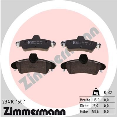 234101501 ZIMMERMANN Комплект тормозных колодок, дисковый тормоз
