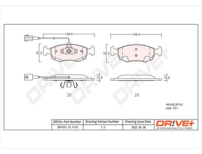 DP1010101110 Dr!ve+ Комплект тормозных колодок, дисковый тормоз