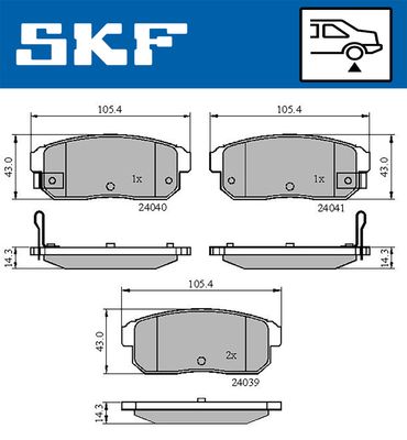 VKBP90620A SKF Комплект тормозных колодок, дисковый тормоз
