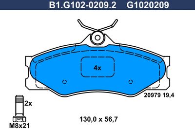 B1G10202092 GALFER Комплект тормозных колодок, дисковый тормоз