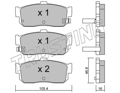 2001 TRUSTING Комплект тормозных колодок, дисковый тормоз