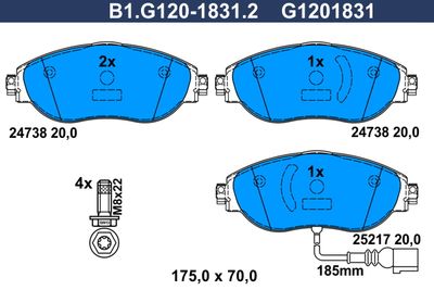 B1G12018312 GALFER Комплект тормозных колодок, дисковый тормоз