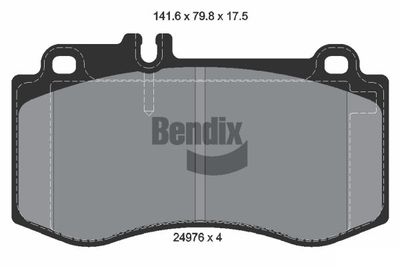 BPD2212 BENDIX Braking Комплект тормозных колодок, дисковый тормоз