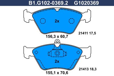 B1G10203692 GALFER Комплект тормозных колодок, дисковый тормоз
