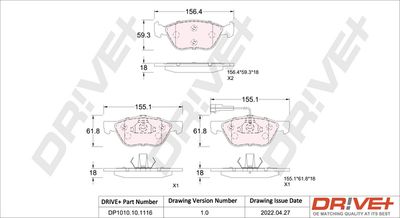 DP1010101116 Dr!ve+ Комплект тормозных колодок, дисковый тормоз