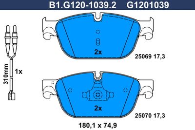 B1G12010392 GALFER Комплект тормозных колодок, дисковый тормоз
