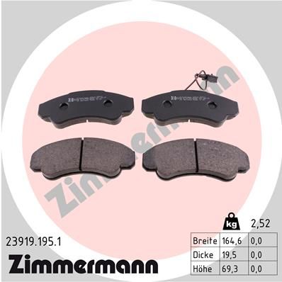 239191951 ZIMMERMANN Комплект тормозных колодок, дисковый тормоз
