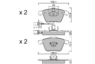 BPVW1015 AISIN Комплект тормозных колодок, дисковый тормоз