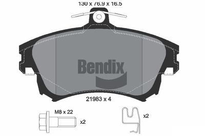 BPD1619 BENDIX Braking Комплект тормозных колодок, дисковый тормоз