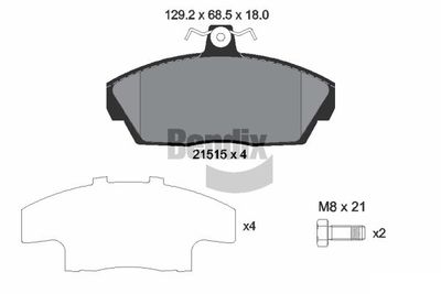 BPD1547 BENDIX Braking Комплект тормозных колодок, дисковый тормоз