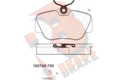 RB0745700 R BRAKE Комплект тормозных колодок, дисковый тормоз