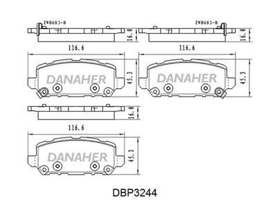DBP3244 DANAHER Комплект тормозных колодок, дисковый тормоз