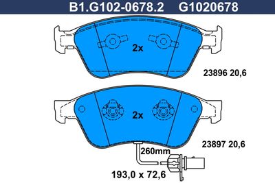 B1G10206782 GALFER Комплект тормозных колодок, дисковый тормоз