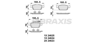 AB0195 BRAXIS Комплект тормозных колодок, дисковый тормоз