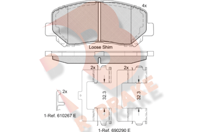 RB2055 R BRAKE Комплект тормозных колодок, дисковый тормоз