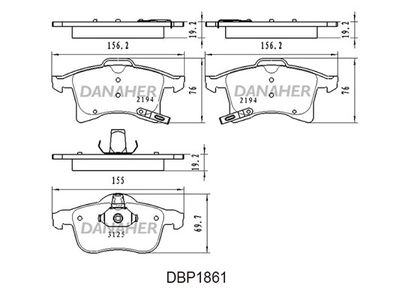 DBP1861 DANAHER Комплект тормозных колодок, дисковый тормоз