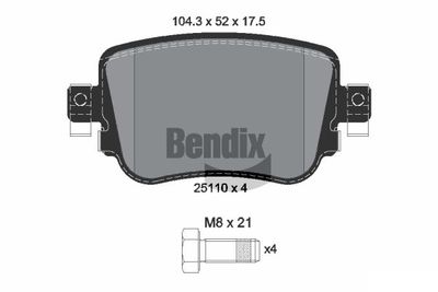 BPD1325 BENDIX Braking Комплект тормозных колодок, дисковый тормоз