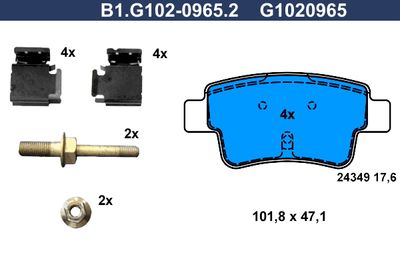 B1G10209652 GALFER Комплект тормозных колодок, дисковый тормоз