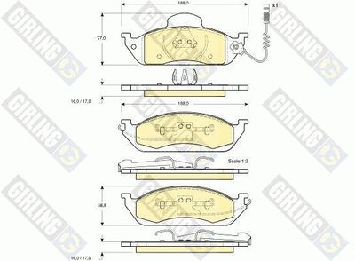 6113785 GIRLING Комплект тормозных колодок, дисковый тормоз