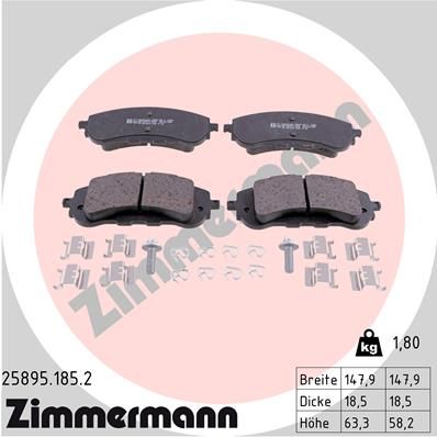 258951852 ZIMMERMANN Комплект тормозных колодок, дисковый тормоз
