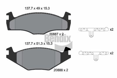 BPD1329 BENDIX Braking Комплект тормозных колодок, дисковый тормоз