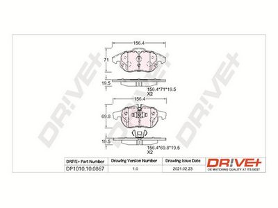 DP1010100867 Dr!ve+ Комплект тормозных колодок, дисковый тормоз