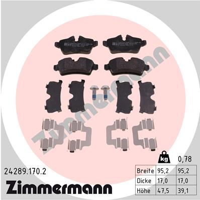 242891702 ZIMMERMANN Комплект тормозных колодок, дисковый тормоз