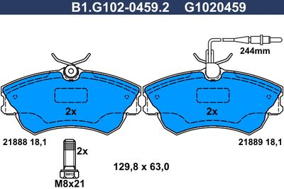 B1G10204592 GALFER Комплект тормозных колодок, дисковый тормоз