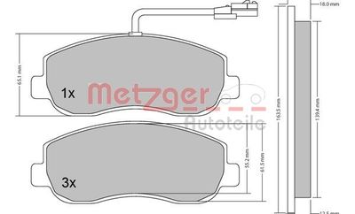 1170148 METZGER Комплект тормозных колодок, дисковый тормоз