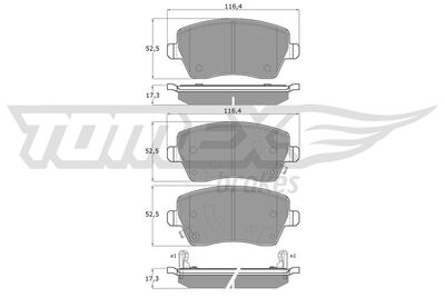 TX14161 TOMEX Brakes Комплект тормозных колодок, дисковый тормоз