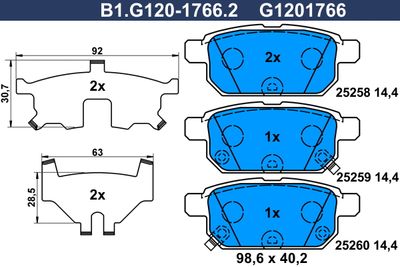 B1G12017662 GALFER Комплект тормозных колодок, дисковый тормоз