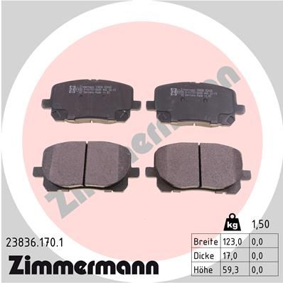 238361701 ZIMMERMANN Комплект тормозных колодок, дисковый тормоз