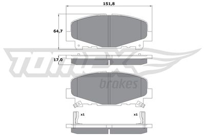 TX1752 TOMEX Brakes Комплект тормозных колодок, дисковый тормоз
