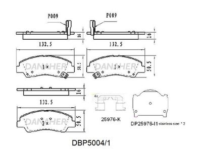 DBP50041 DANAHER Комплект тормозных колодок, дисковый тормоз