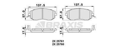 AB0491 BRAXIS Комплект тормозных колодок, дисковый тормоз