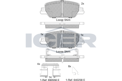 182323 ICER Комплект тормозных колодок, дисковый тормоз