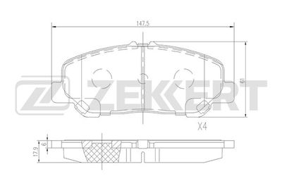 BS1513 ZEKKERT Комплект тормозных колодок, дисковый тормоз