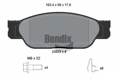 BPD1975 BENDIX Braking Комплект тормозных колодок, дисковый тормоз