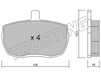 0180 TRUSTING Комплект тормозных колодок, дисковый тормоз
