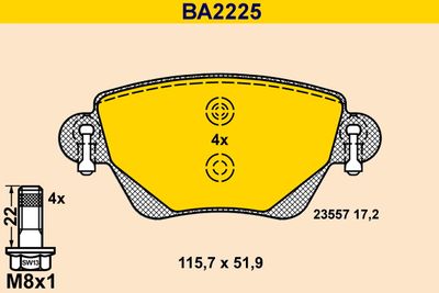 BA2225 BARUM Комплект тормозных колодок, дисковый тормоз