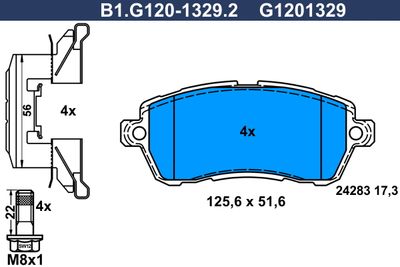 B1G12013292 GALFER Комплект тормозных колодок, дисковый тормоз